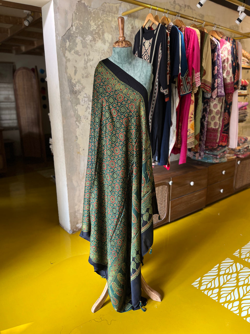 Emerald Ajrakh – Ajrakh Modal Silk Dupatta