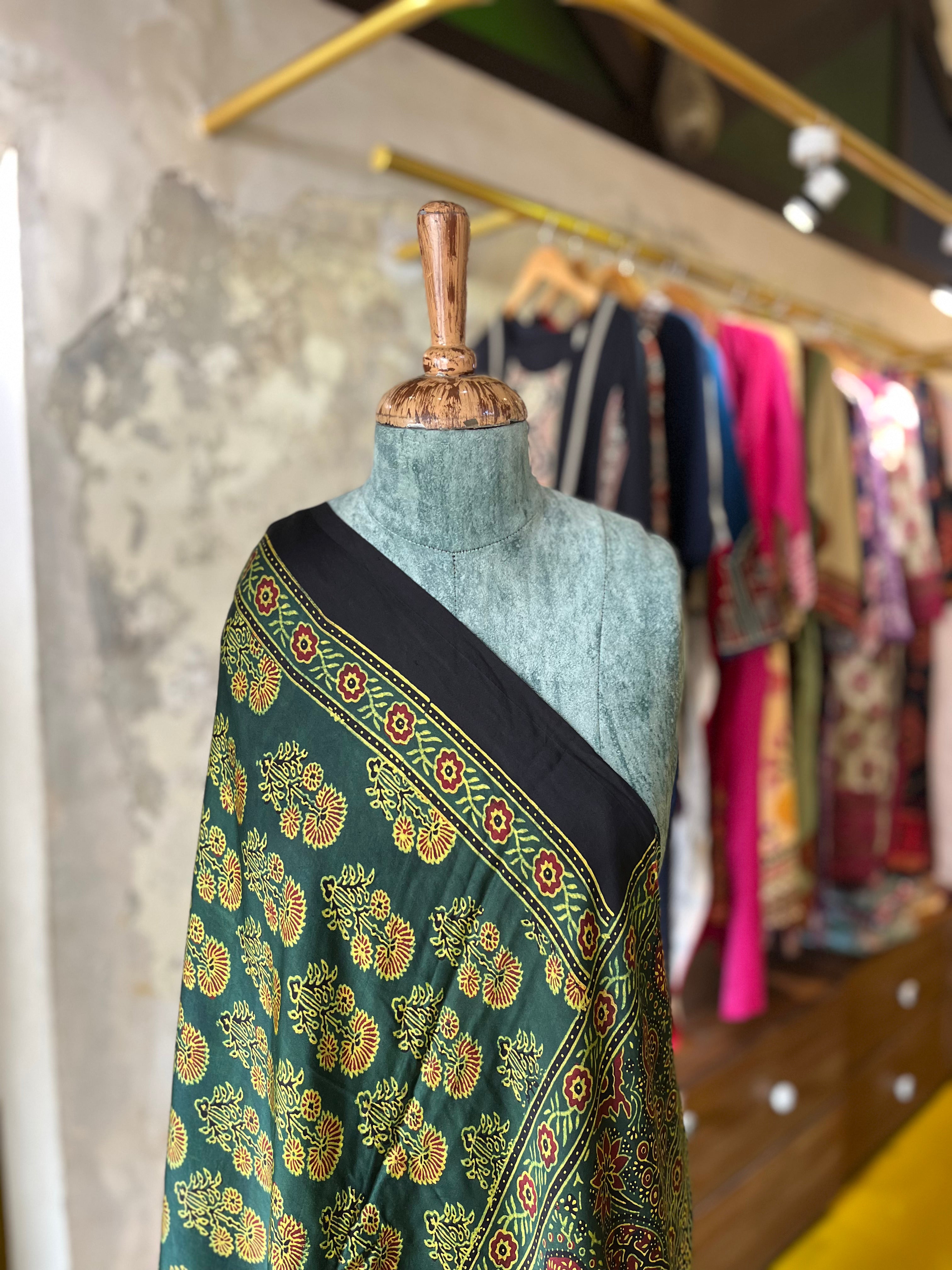 Classic Ochre  – Ajrakh Modal Silk Dupatta