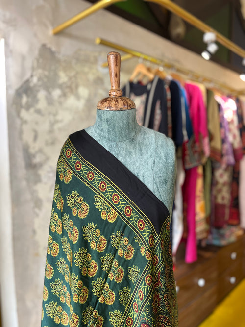 Classic Ochre  – Ajrakh Modal Silk Dupatta
