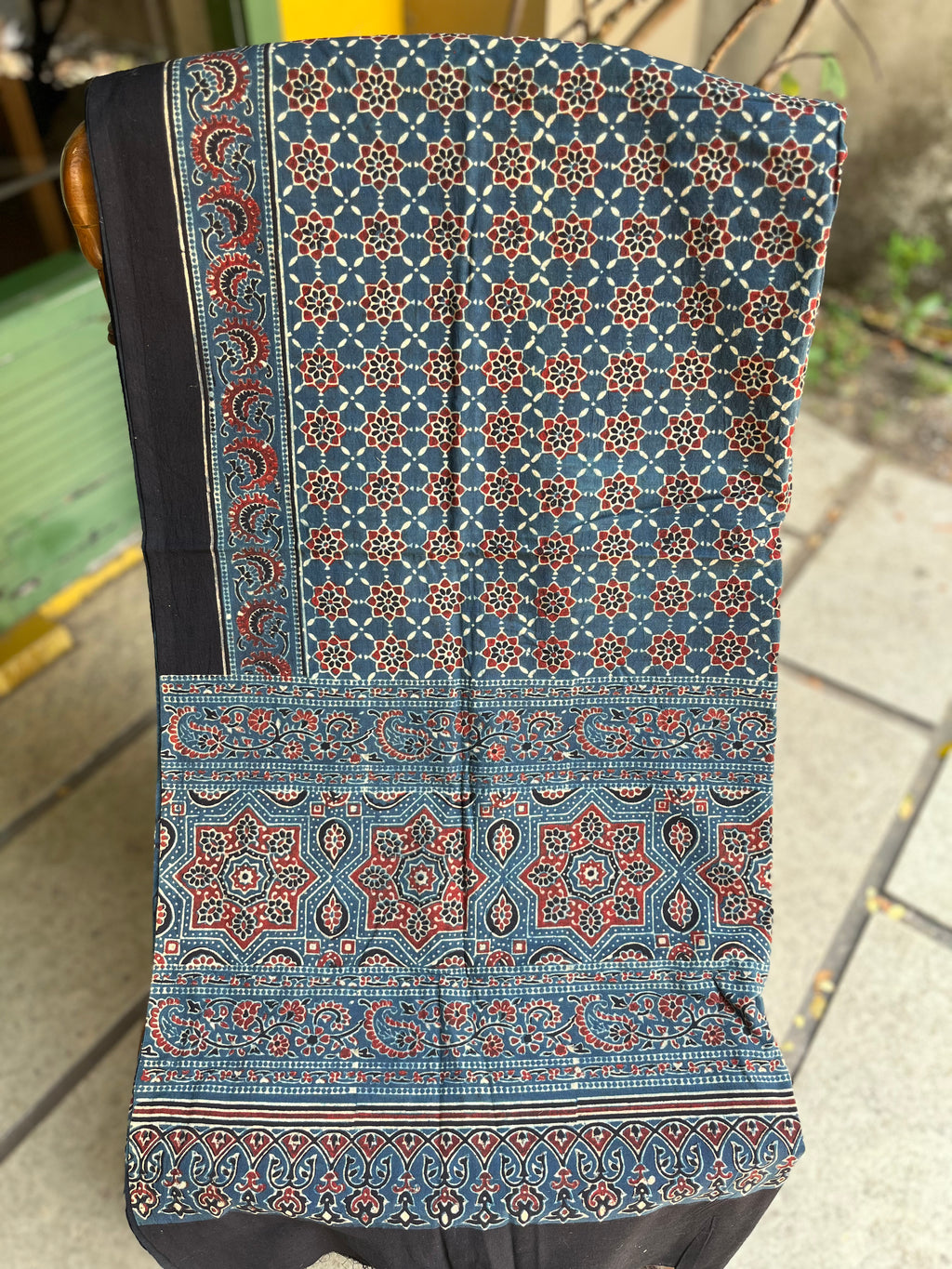 Indigo Bloom – Ajrakh Cotton Dupatta