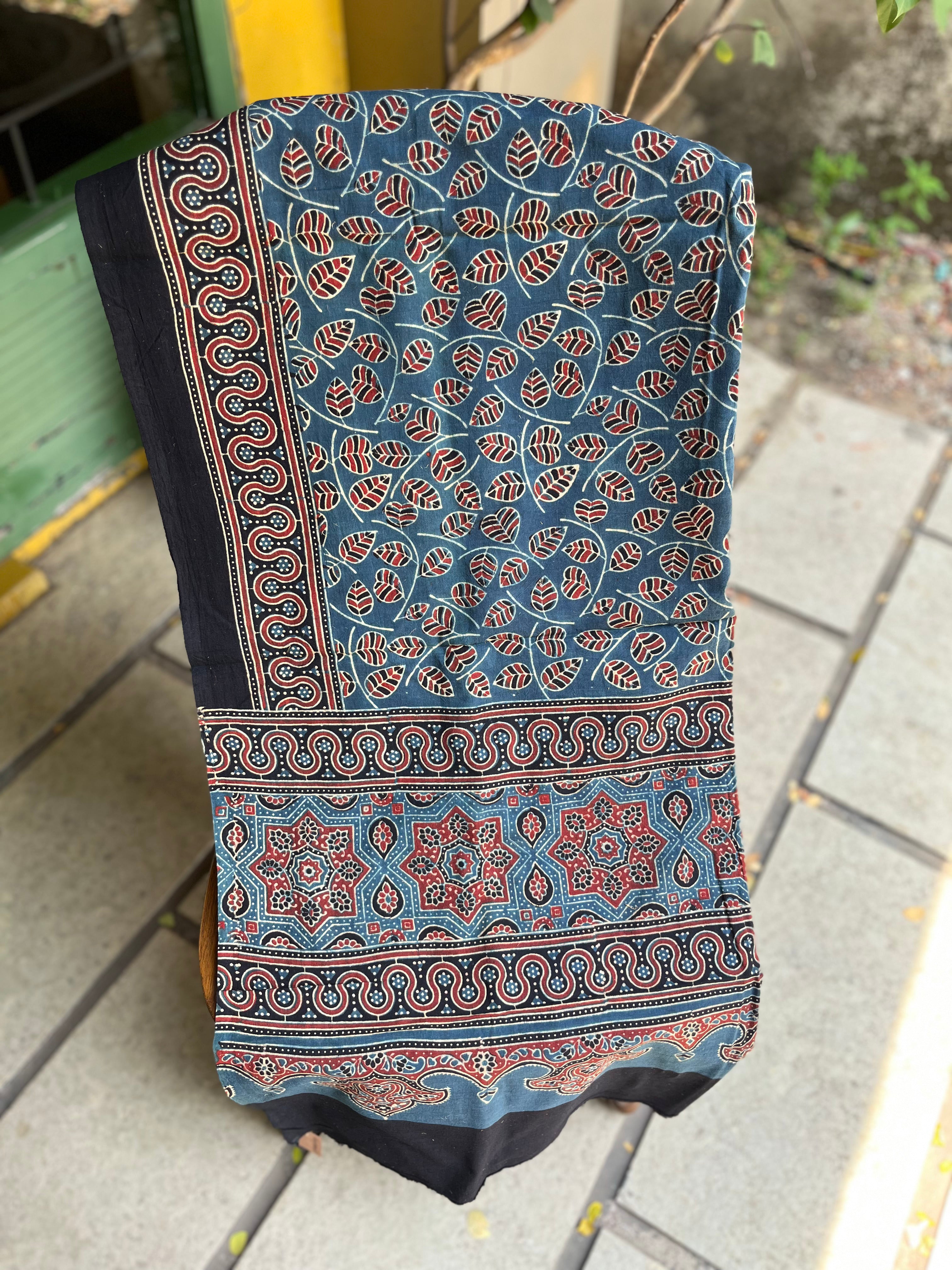 Indigo Vines – Ajrakh Cotton Dupatta