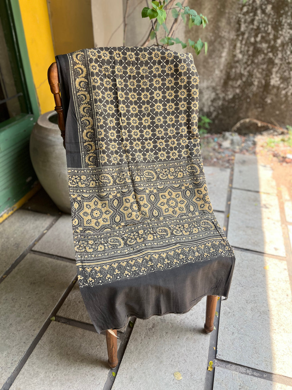 Noir Gold – Ajrakh Cotton Dupatta