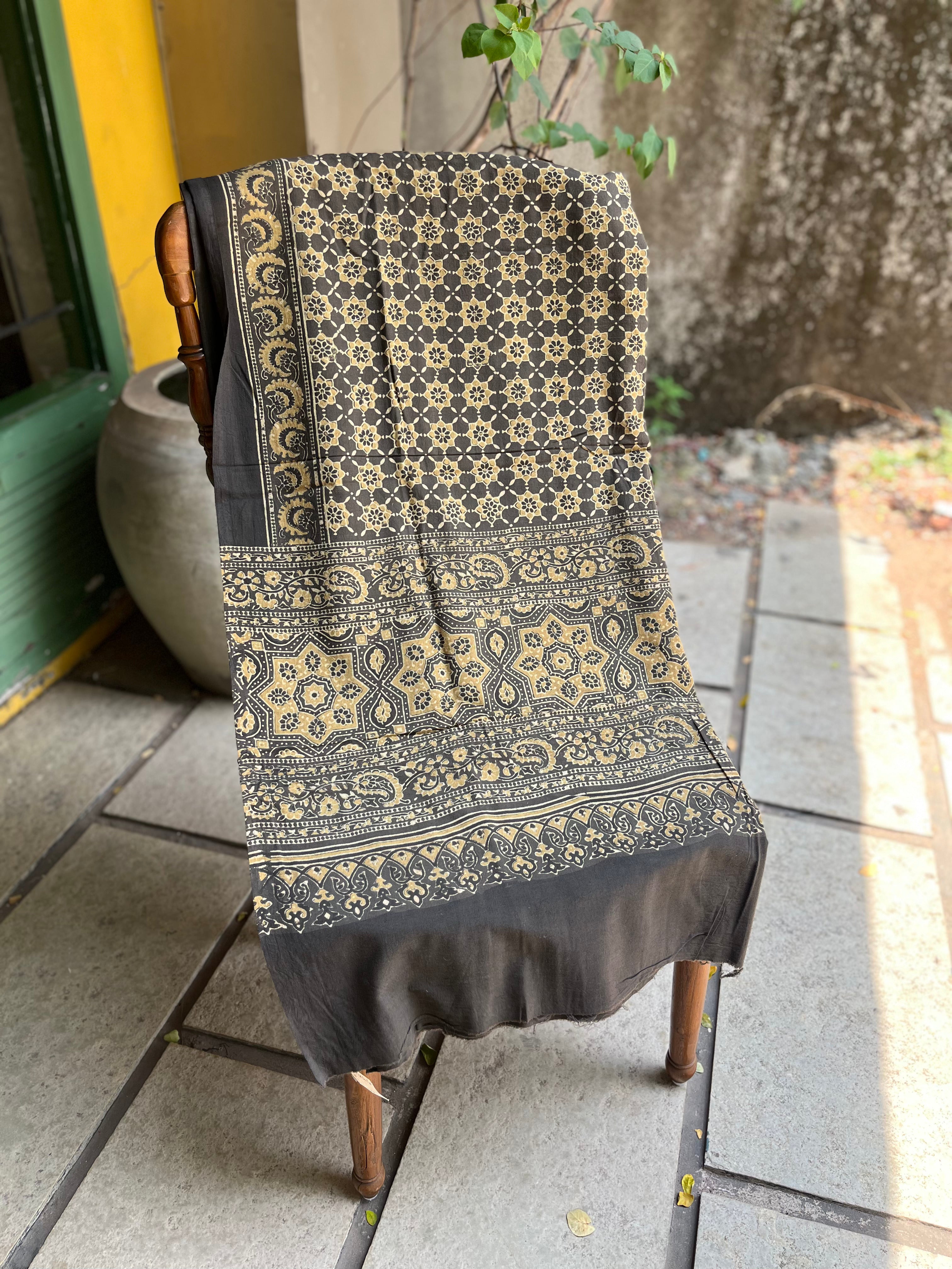 Noir Gold – Ajrakh Cotton Dupatta