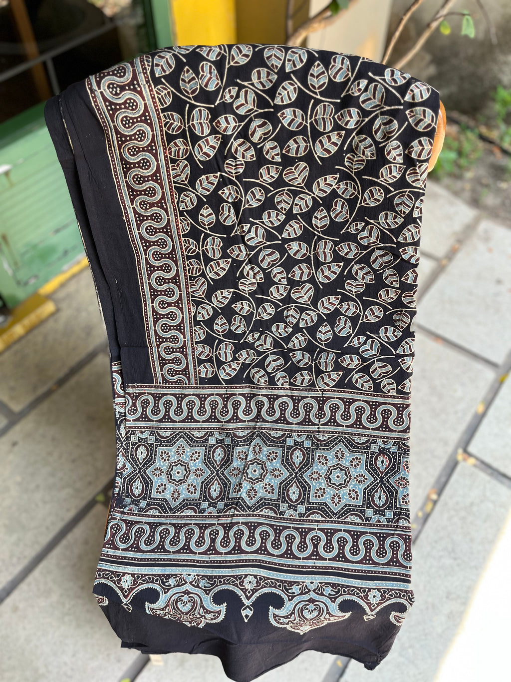 Black Leaves – Ajrakh Cotton Dupatta