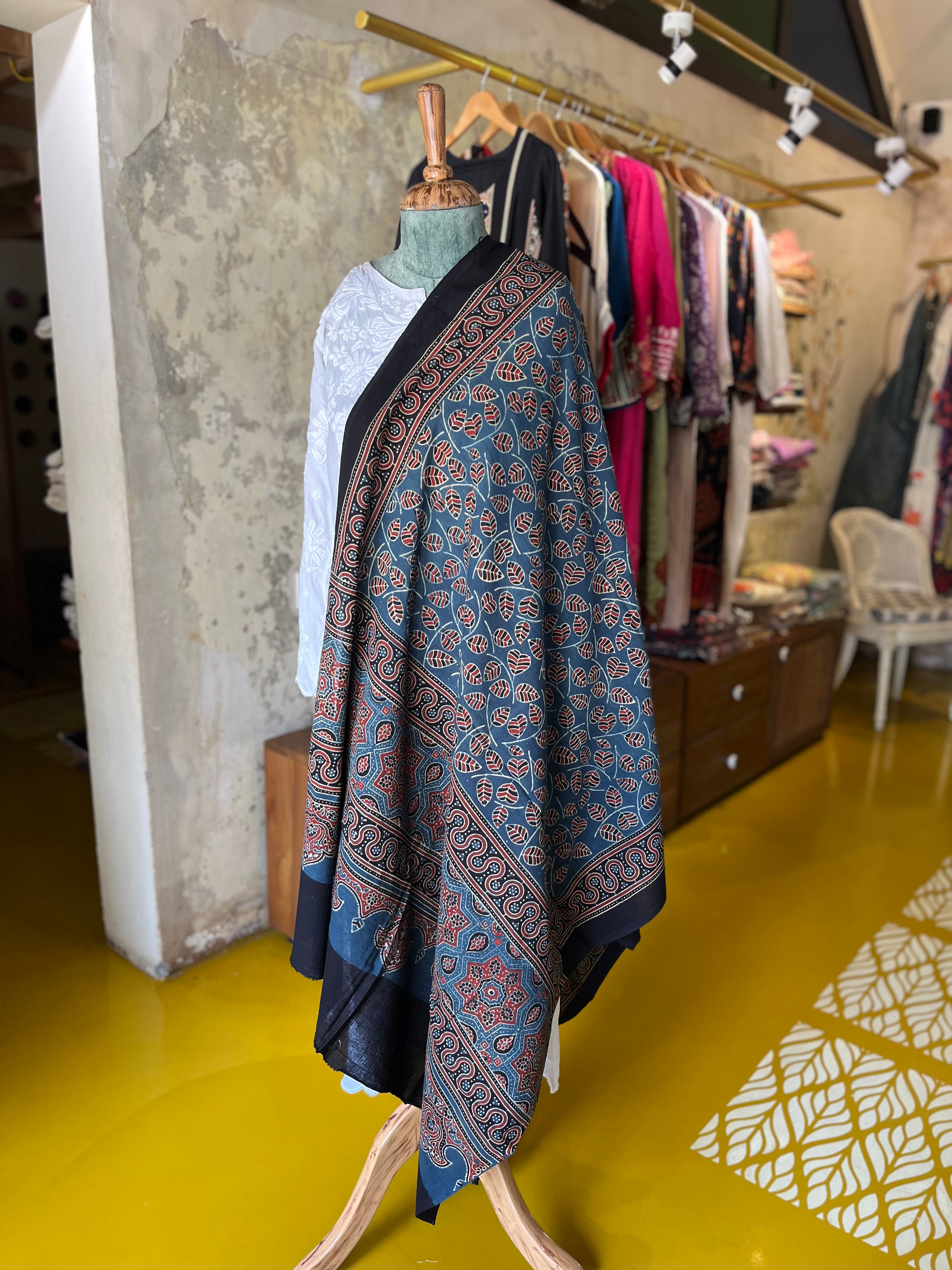 Indigo Vines – Ajrakh Cotton Dupatta