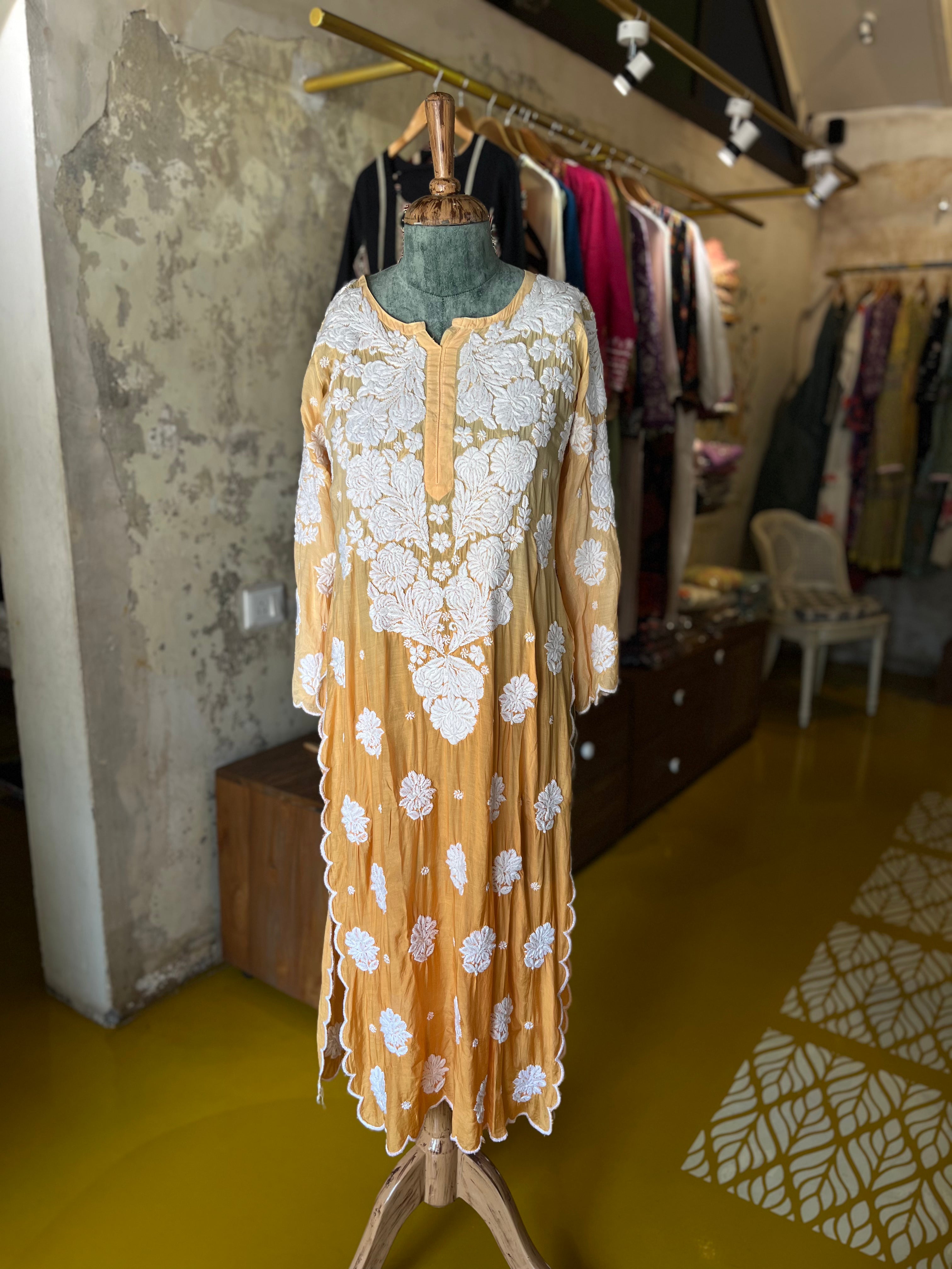 Mustard Bloom – Cotton Embroidered Kurt