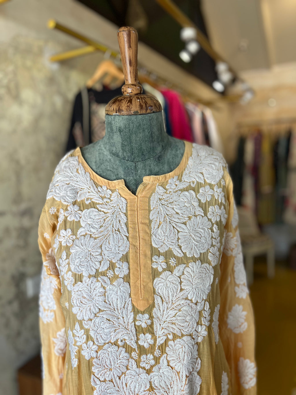 Mustard Bloom – Cotton Embroidered Kurt