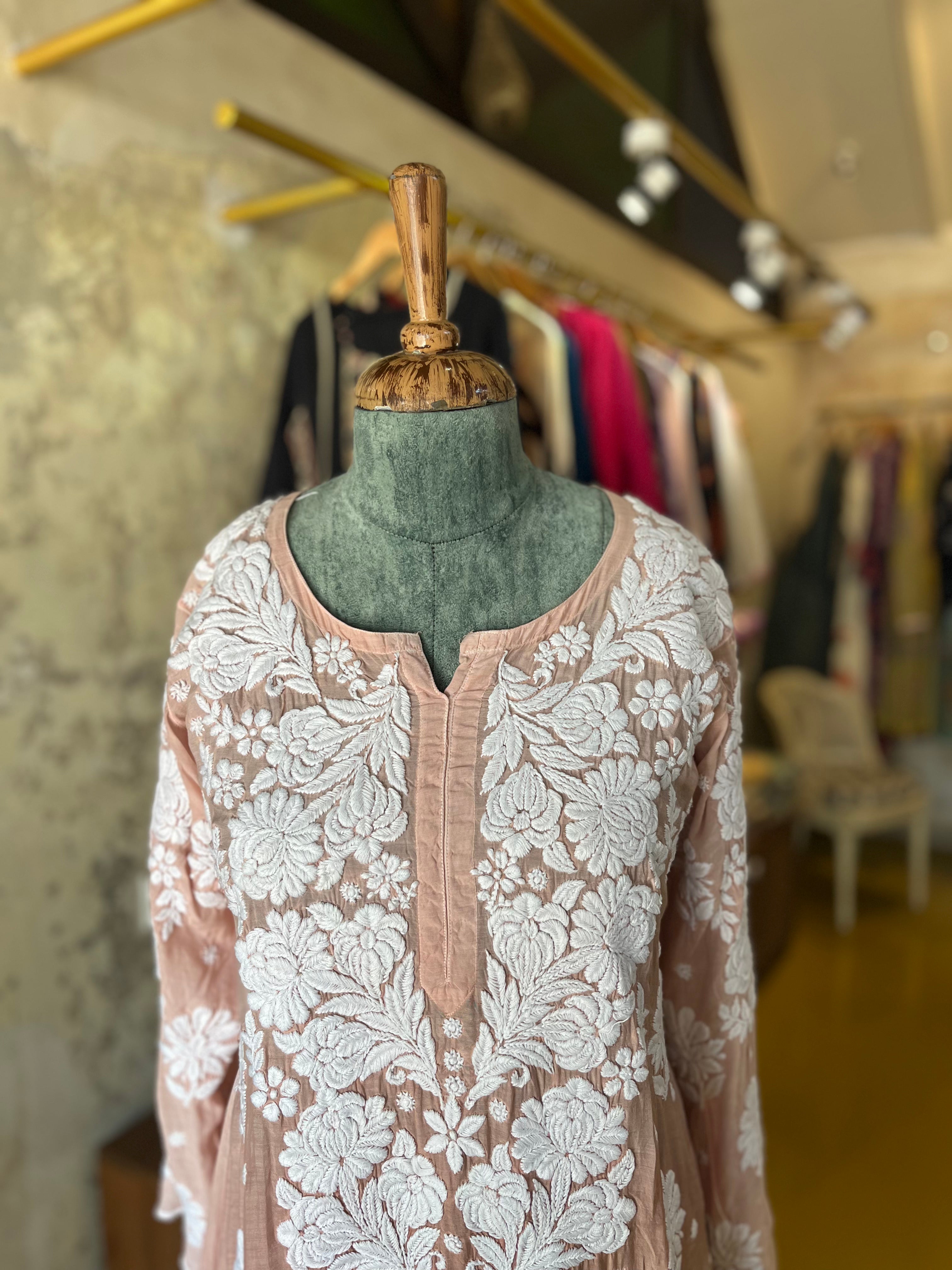 Dusty Rose Elegance – Cotton Embroidered Kurta