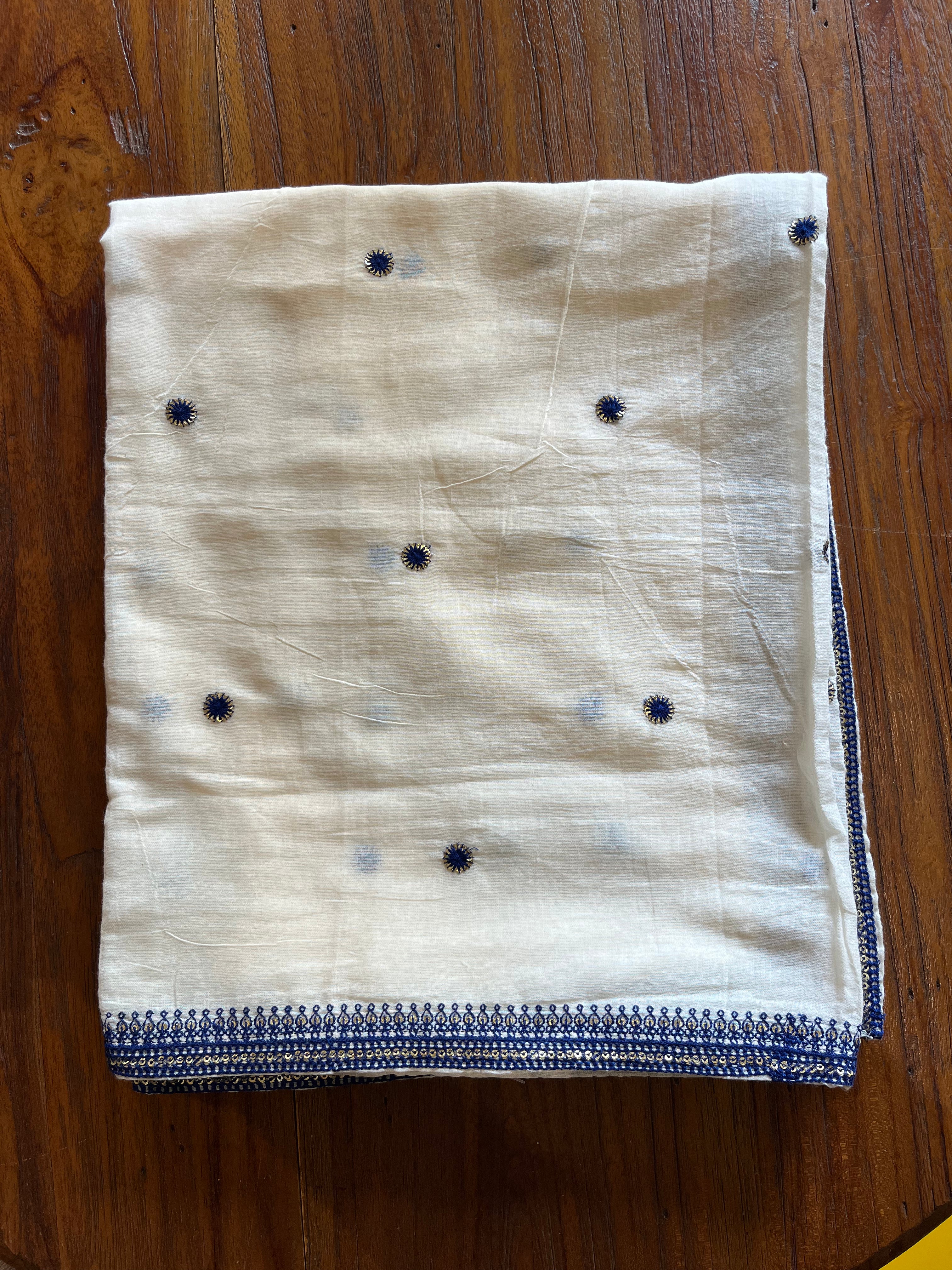Indigo Dot Charm – Cotton Dyable Dupatta