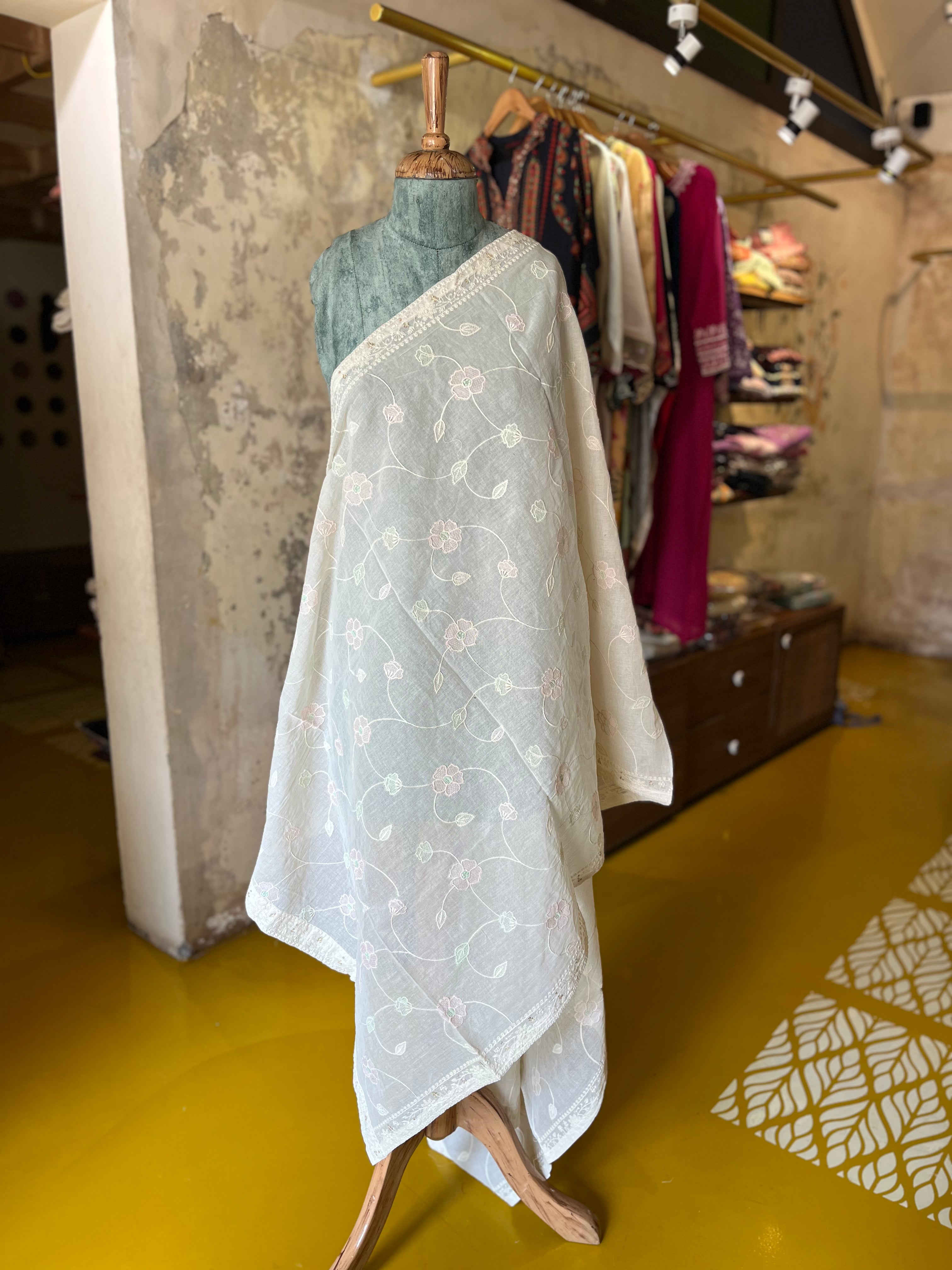 Blush Vine – Cotton Dyable Dupatta