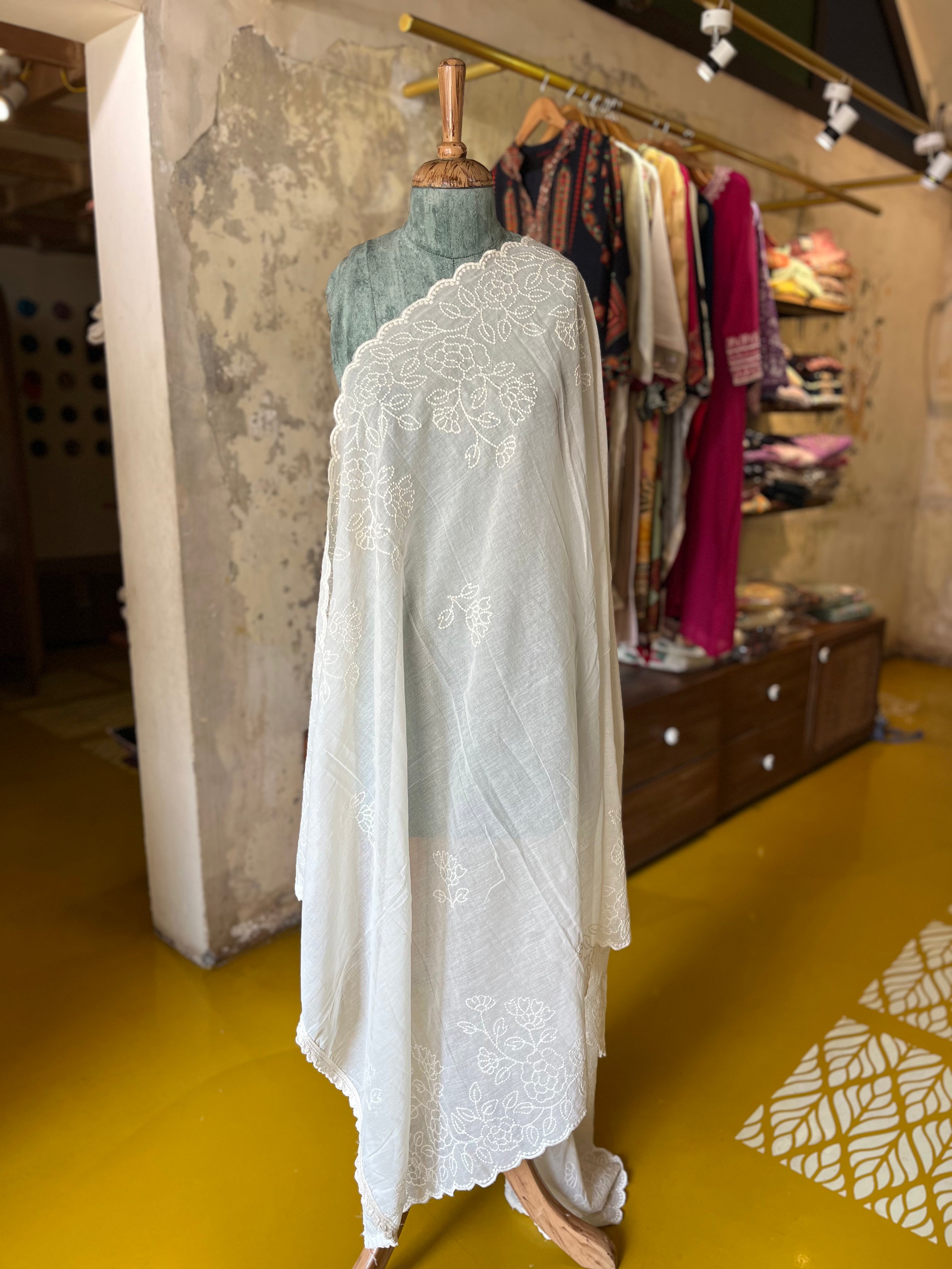 Heritage Floral – Cotton Dyable Dupatta